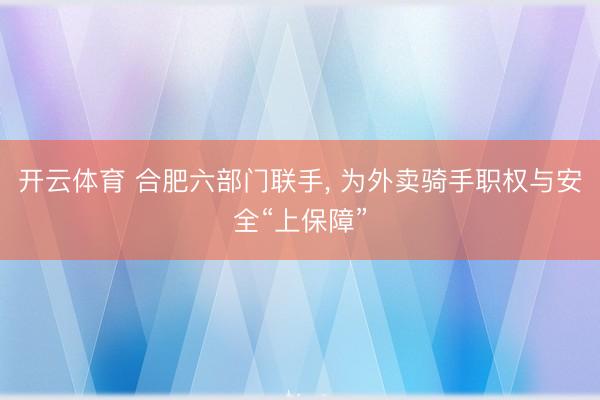 开云体育 合肥六部门联手， 为外卖骑手职权与安全“上保障”