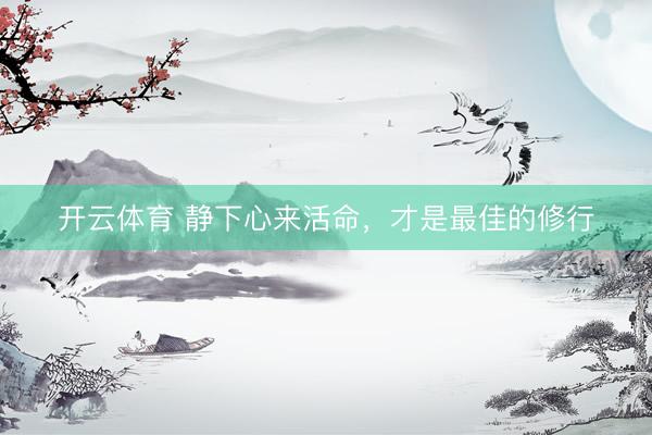 开云体育 静下心来活命，才是最佳的修行