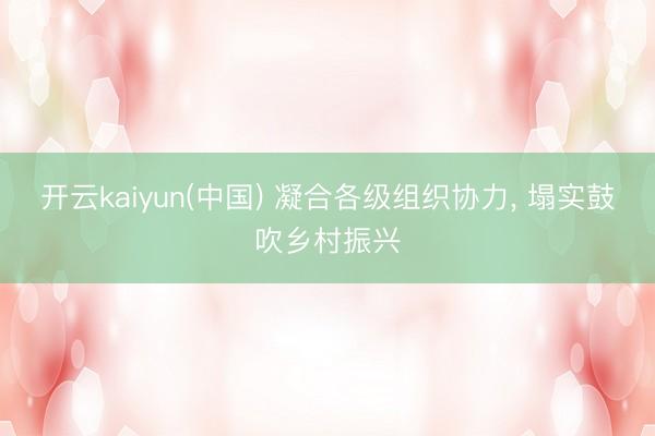 开云kaiyun(中国) 凝合各级组织协力， 塌实鼓吹乡村振兴