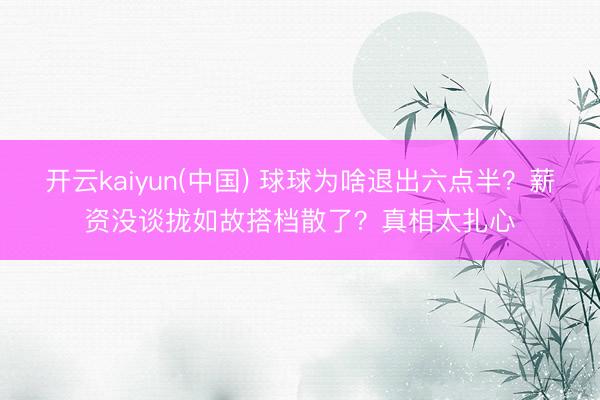 开云kaiyun(中国) 球球为啥退出六点半？薪资没谈拢如故搭档散了？真相太扎心