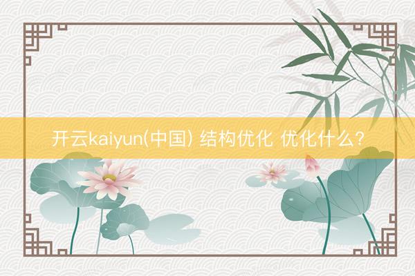 开云kaiyun(中国) 结构优化 优化什么?