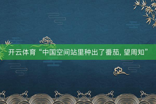 开云体育 “中国空间站里种出了番茄， 望周知”