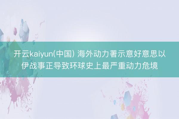 开云kaiyun(中国) 海外动力署示意好意思以伊战事正导致环球史上最严重动力危境