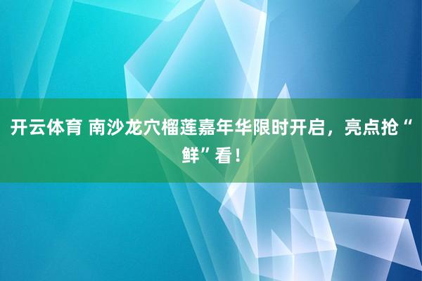 开云体育 南沙龙穴榴莲嘉年华限时开启，亮点抢“鲜”看！